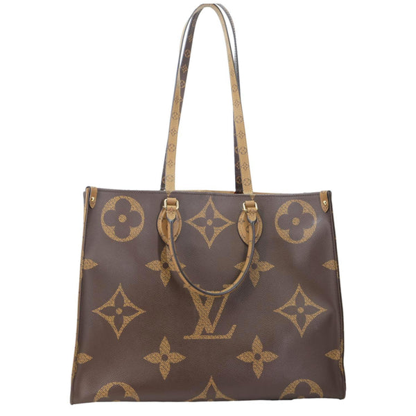 LOUIS VUITTON Onthego GM Giant Monogram Reverse Canvas Tote Shoulder Bag Brown