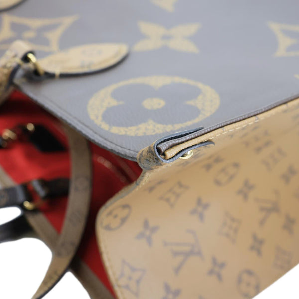 LOUIS VUITTON Onthego GM Giant Monogram Reverse Canvas Tote Shoulder Bag Brown