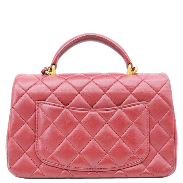 CHANEL Classic Rectangular Flap Mini Quilted Leather Top Handle Crossbody Bag Red