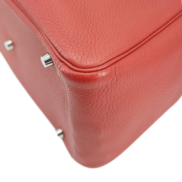 HERMES Lindy 30 Clemence Leather Shoulder Bag Red