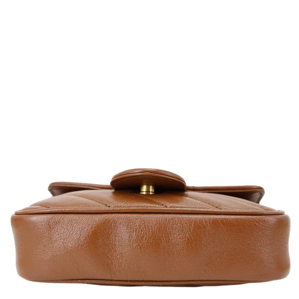 GUCCI GG Marmont Super Mini Matelasse Leather Crossbody Bag Brown 476433