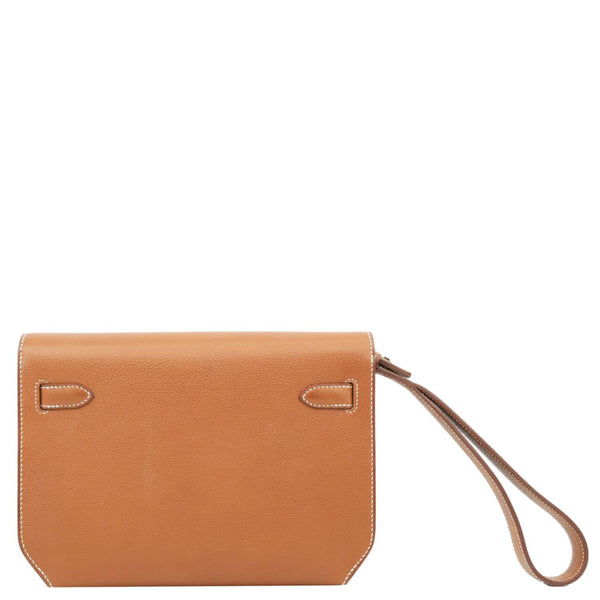 HERMES Kelly Depeches 25 Togo Calfskin Leather Pouch Brown