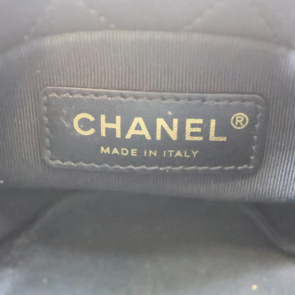 Chanel About Pearls Mini Quilted Lambskin Leather Drawstring Bucket Crossbody Bag Black