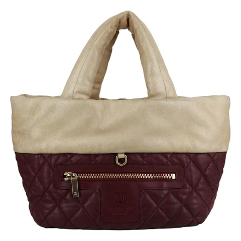 CHANEL Coco Cocoon Reversible Quilted Nylon Tote Bag Burgundy