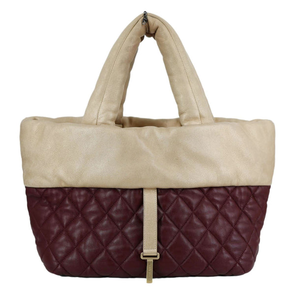 CHANEL Coco Cocoon Reversible Quilted Nylon Tote Bag Burgundy