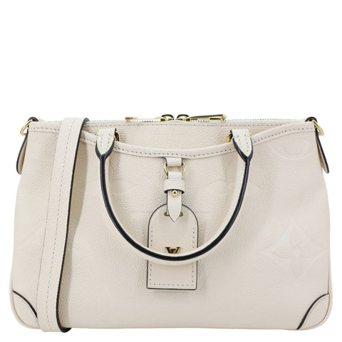LOUIS VUITTON Trianon PM Giant Monogram Empreinte Leather Tote Bag White