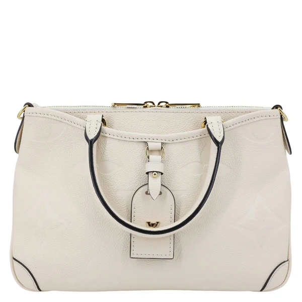 LOUIS VUITTON Trianon PM Giant Monogram Empreinte Leather Tote Bag White