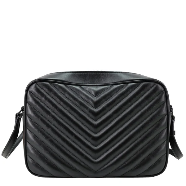 YVES SAINT LAURENT Lou Camera Chevron Leather Crossbody Bag Black