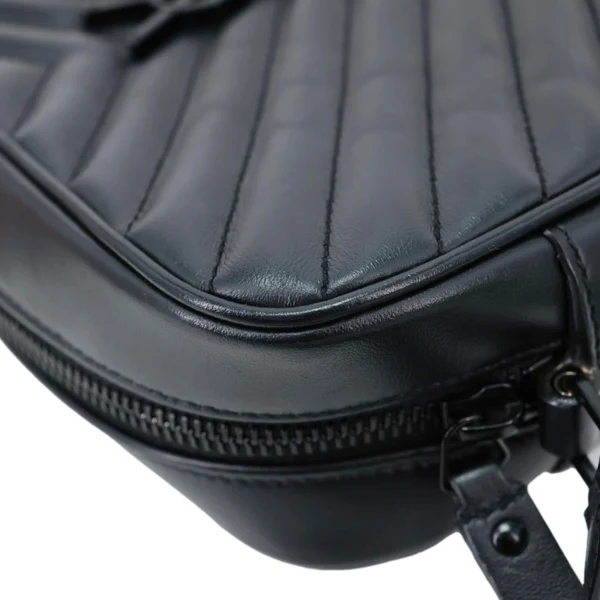 YVES SAINT LAURENT Lou Camera Chevron Leather Crossbody Bag Black