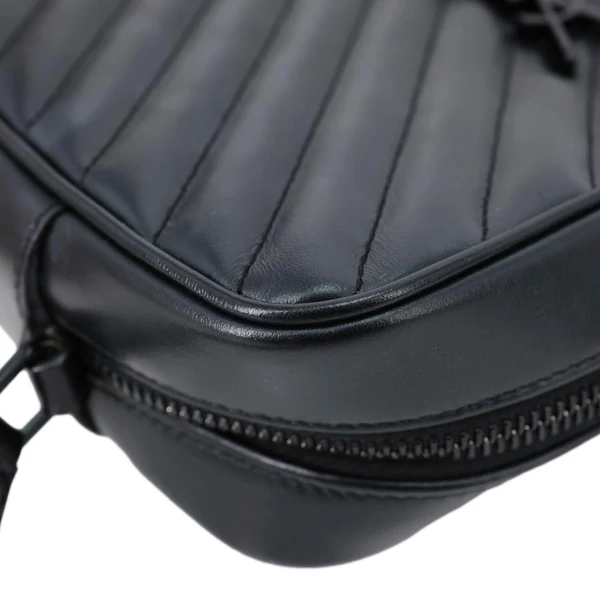 YVES SAINT LAURENT Lou Camera Chevron Leather Crossbody Bag Black