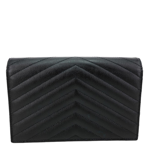 YVES SAINT LAURENT Cassandra Matelasse Grain De Poudre Chain Wallet Black
