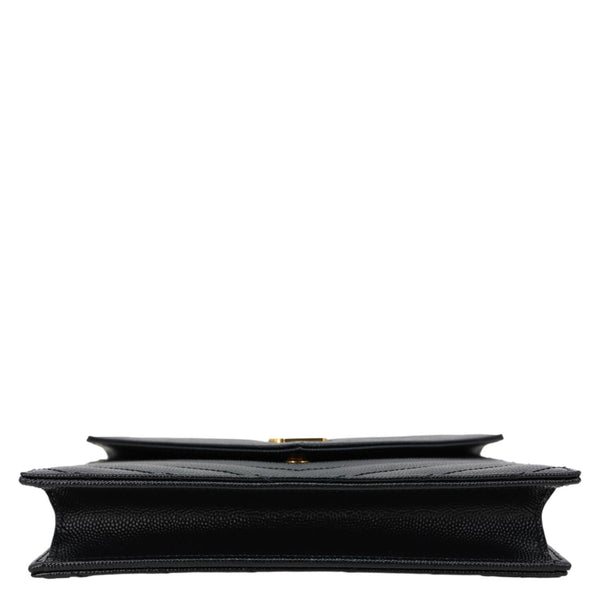 YVES SAINT LAURENT Cassandra Matelasse Grain De Poudre Chain Wallet Black