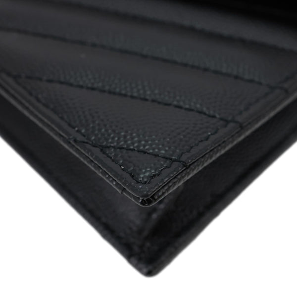 YVES SAINT LAURENT Cassandra Matelasse Grain De Poudre Chain Wallet Black