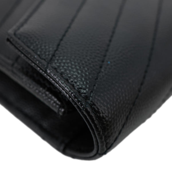 YVES SAINT LAURENT Cassandra Matelasse Grain De Poudre Chain Wallet Black