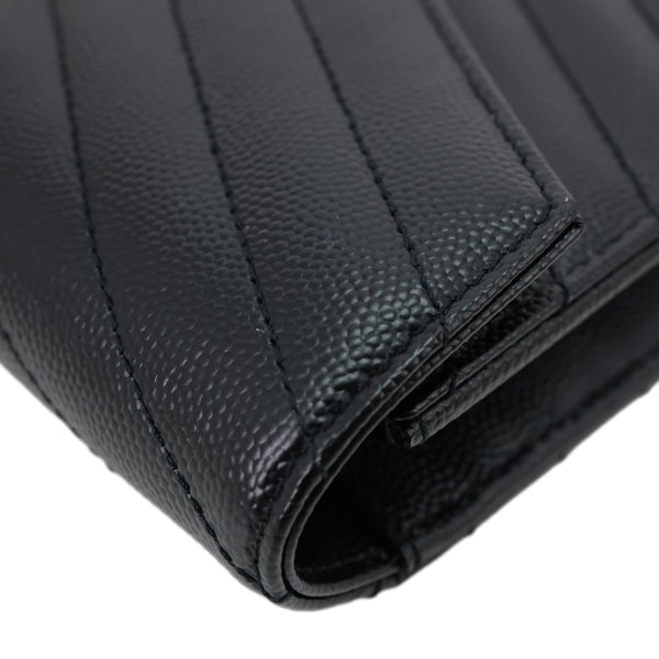 YVES SAINT LAURENT Cassandra Matelasse Grain De Poudre Chain Wallet Black