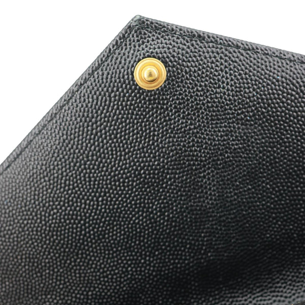 YVES SAINT LAURENT Cassandra Matelasse Grain De Poudre Chain Wallet Black