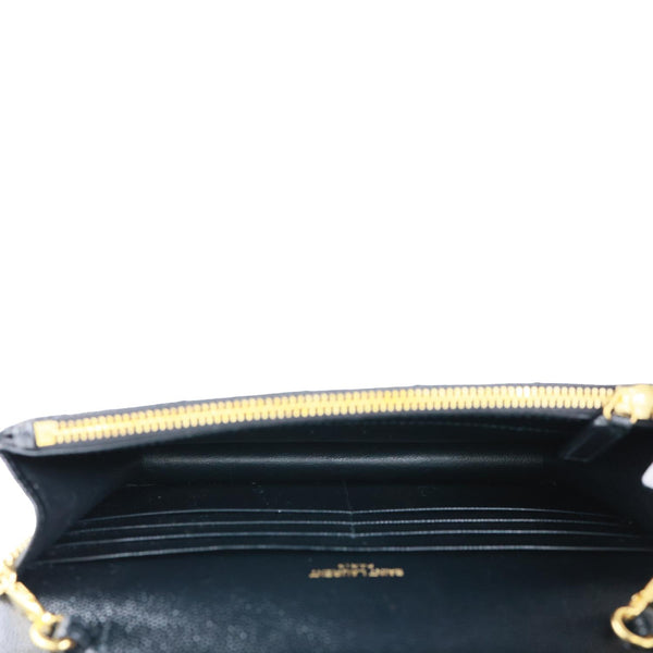YVES SAINT LAURENT Cassandra Matelasse Grain De Poudre Chain Wallet Black