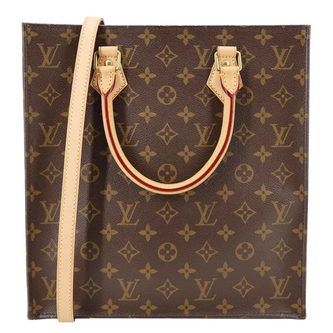 LOUIS VUITTON Sac Plat PM Monogram Canvas Tote Shoulder Bag Brown