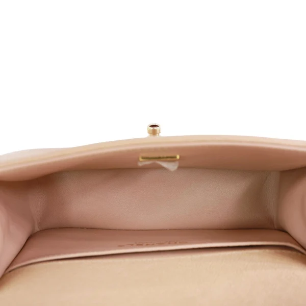 CHANEL Boy Flap Small Chevron Leather Shoulder Bag Beige