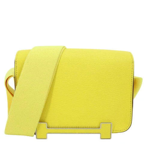 HERMES Mysore Geta Goatskin Leather Shoulder Bag Lime