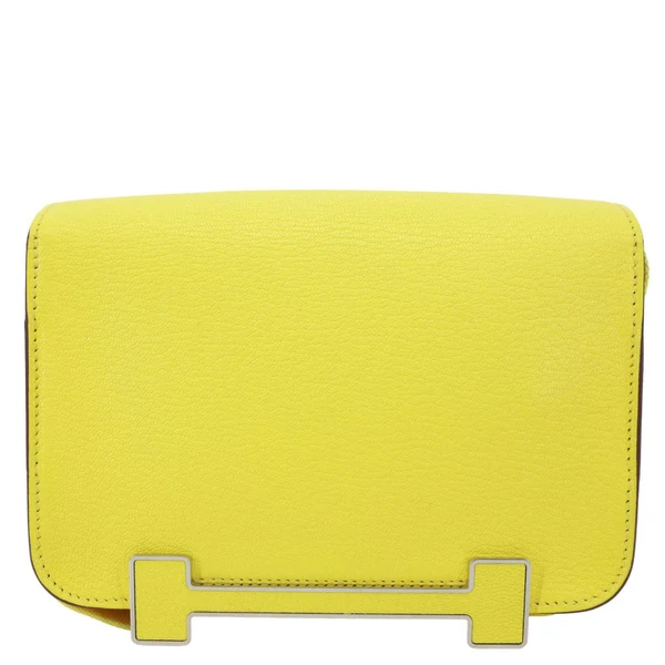 HERMES Mysore Geta Goatskin Leather Shoulder Bag Lime