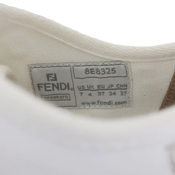 FENDI Domino FF Logo Canvas Sneakers White Size 7