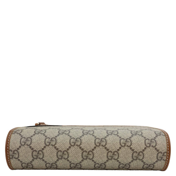 GUCCI GG Emblem Monogram Canvas Wallet With Strap Beige 820688