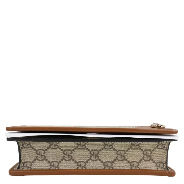 GUCCI GG Emblem Monogram Canvas Wallet With Strap Beige 820688