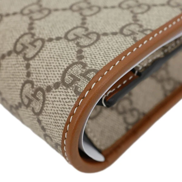 GUCCI GG Emblem Monogram Canvas Wallet With Strap Beige 820688