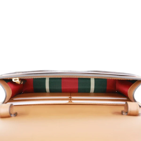 GUCCI GG Emblem Monogram Canvas Wallet With Strap Beige 820688
