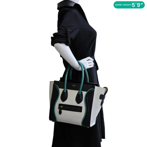 CELINE Micro Luggage Calfskin Leather Tote Bag Tri-Color