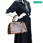 LOUIS VUITTON Duomo Damier Ebene Satchel Bag Brown