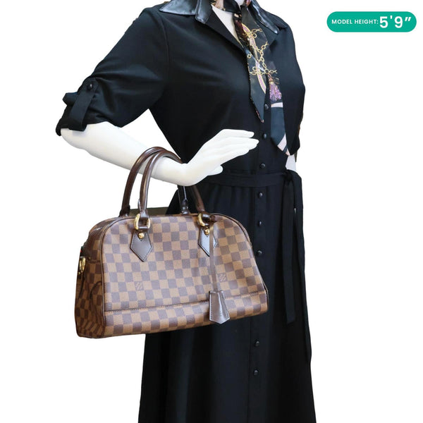 LOUIS VUITTON Duomo Damier Ebene Satchel Bag Brown