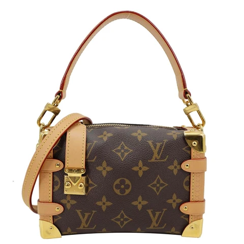 LOUIS VUITTON Side Trunk PM Monogram Canvas Tote Shoulder Bag Brown