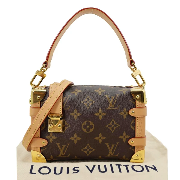 LOUIS VUITTON Side Trunk PM Monogram Canvas Tote Shoulder Bag Brown
