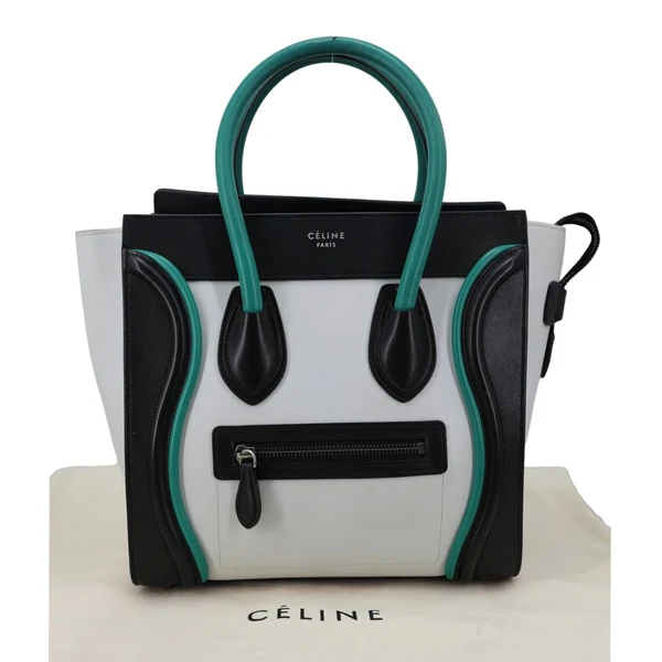 CELINE Micro Luggage Calfskin Leather Tote Bag Tri-Color