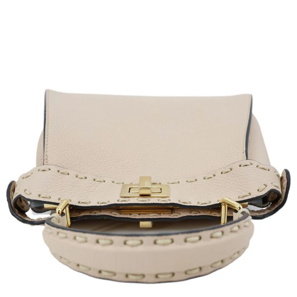 FENDI Peekaboo Selleria Mini Cuoio Romano Leather Satchel Bag Beige