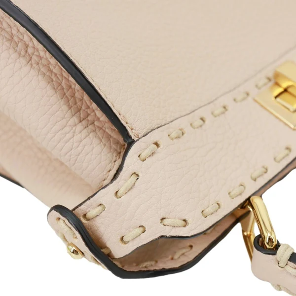 FENDI Peekaboo Selleria Mini Cuoio Romano Leather Satchel Bag Beige