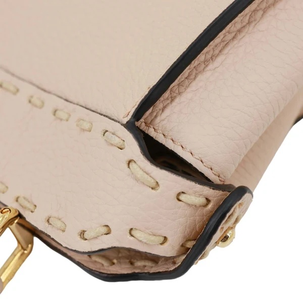 FENDI Peekaboo Selleria Mini Cuoio Romano Leather Satchel Bag Beige
