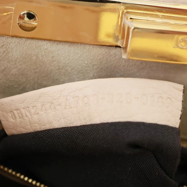 FENDI Peekaboo Selleria Mini Cuoio Romano Leather Satchel Bag Beige