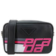 PRADA City Racing Logo Bandoliera Calf Leather Crossbody Bag Black