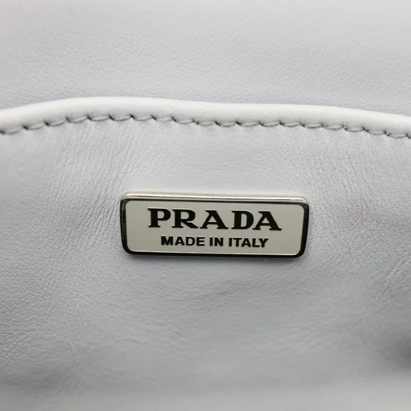 PRADA Mini Spazzolato Leather Tote Bag Grey