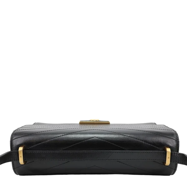 CHANEL Medal Flap Calfskin Chevron Quilted Leather Shoulder Bag Black