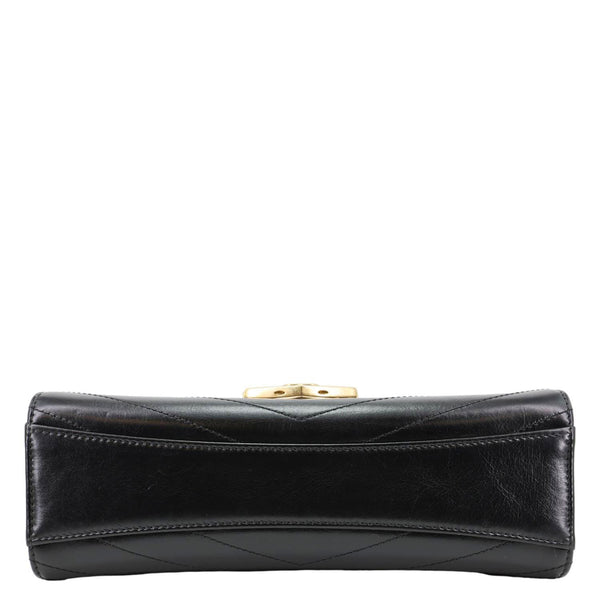 CHANEL Medal Flap Calfskin Chevron Quilted Leather Shoulder Bag Black