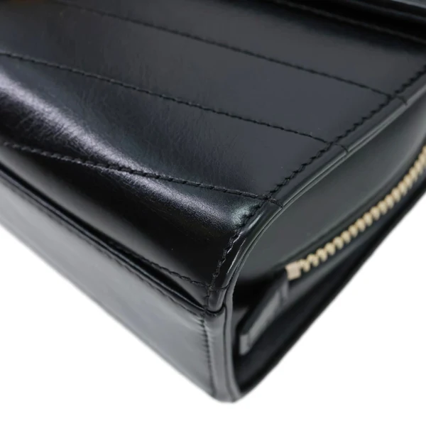 CHANEL Medal Flap Calfskin Chevron Quilted Leather Shoulder Bag Black