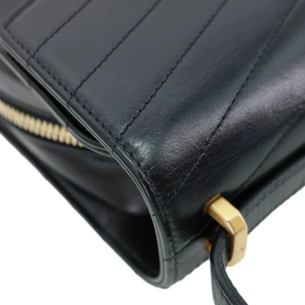 CHANEL Medal Flap Calfskin Chevron Quilted Leather Shoulder Bag Black