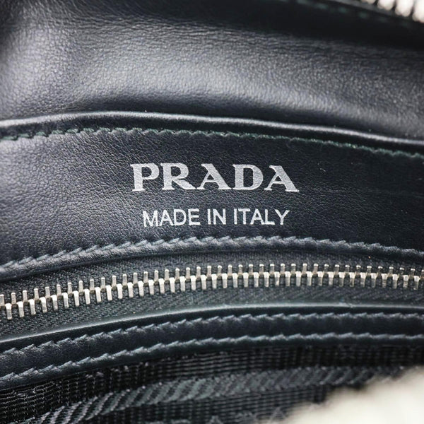 PRADA City Racing Logo Bandoliera Calf Leather Crossbody Bag Black