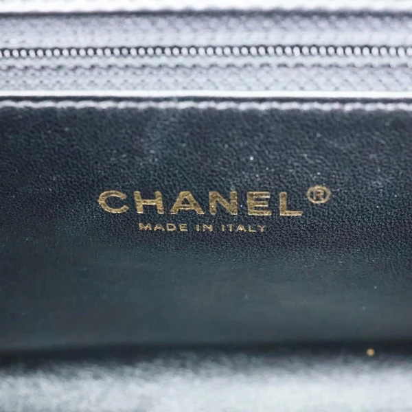 CHANEL Medal Flap Calfskin Chevron Quilted Leather Shoulder Bag Black