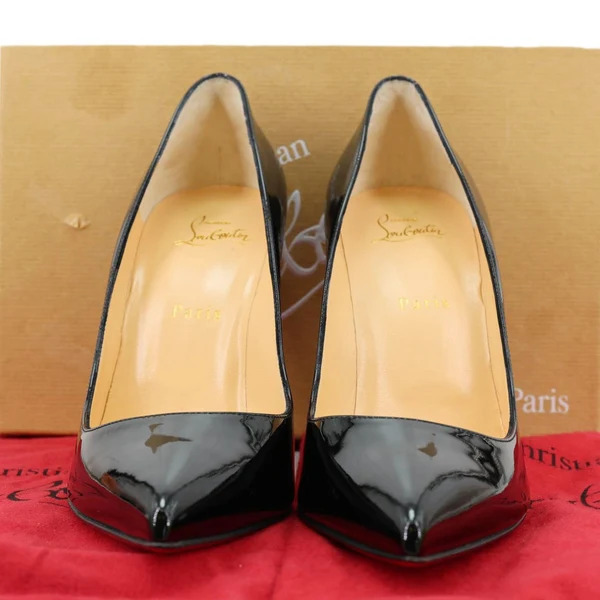 CHRISTIAN LOUBOUTIN Pigalle Follies 100 Patent Leather Pumps Black Size 40.5