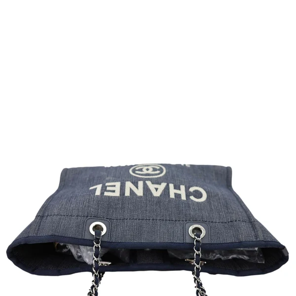CHANEL Deauville Medium Denim Tote Bag Navy Blue